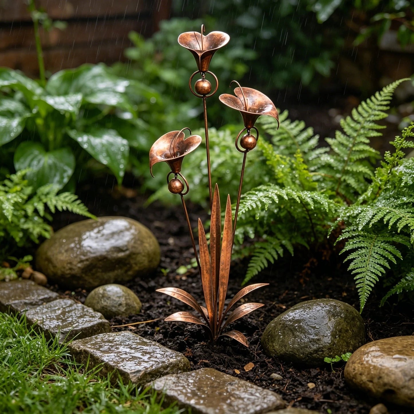 Copper Calla Lily Garden Chime Set – A Peaceful Touch for Flower Lovers 🌿🔔