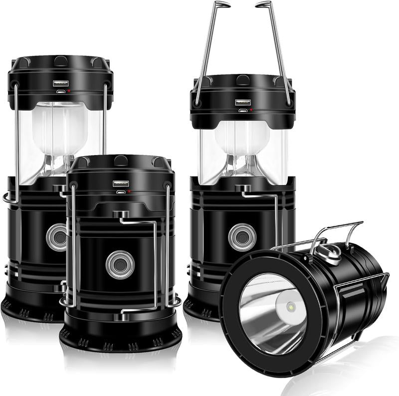 Collapsible Solar Rechargeable LED Camping Lantern & Flashlight