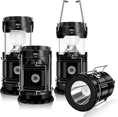 Collapsible Solar Rechargeable LED Camping Lantern & Flashlight