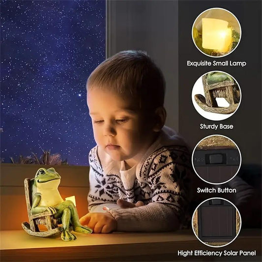 🐸 Solar Powered Mini Frog Garden Statue