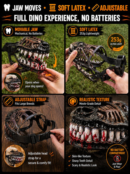 🐶Halloween Dinosaur Blood Mouth Dog Mask, Funny Scary Creative Pet Muzzle, Movie Style Animal Decorative Mask