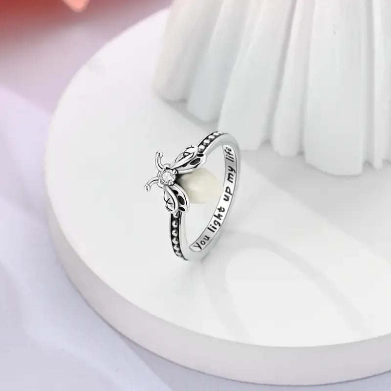 Firefly Glow Ring S925 Silver – Luminous Nature-Inspired Zircon Ring for Women