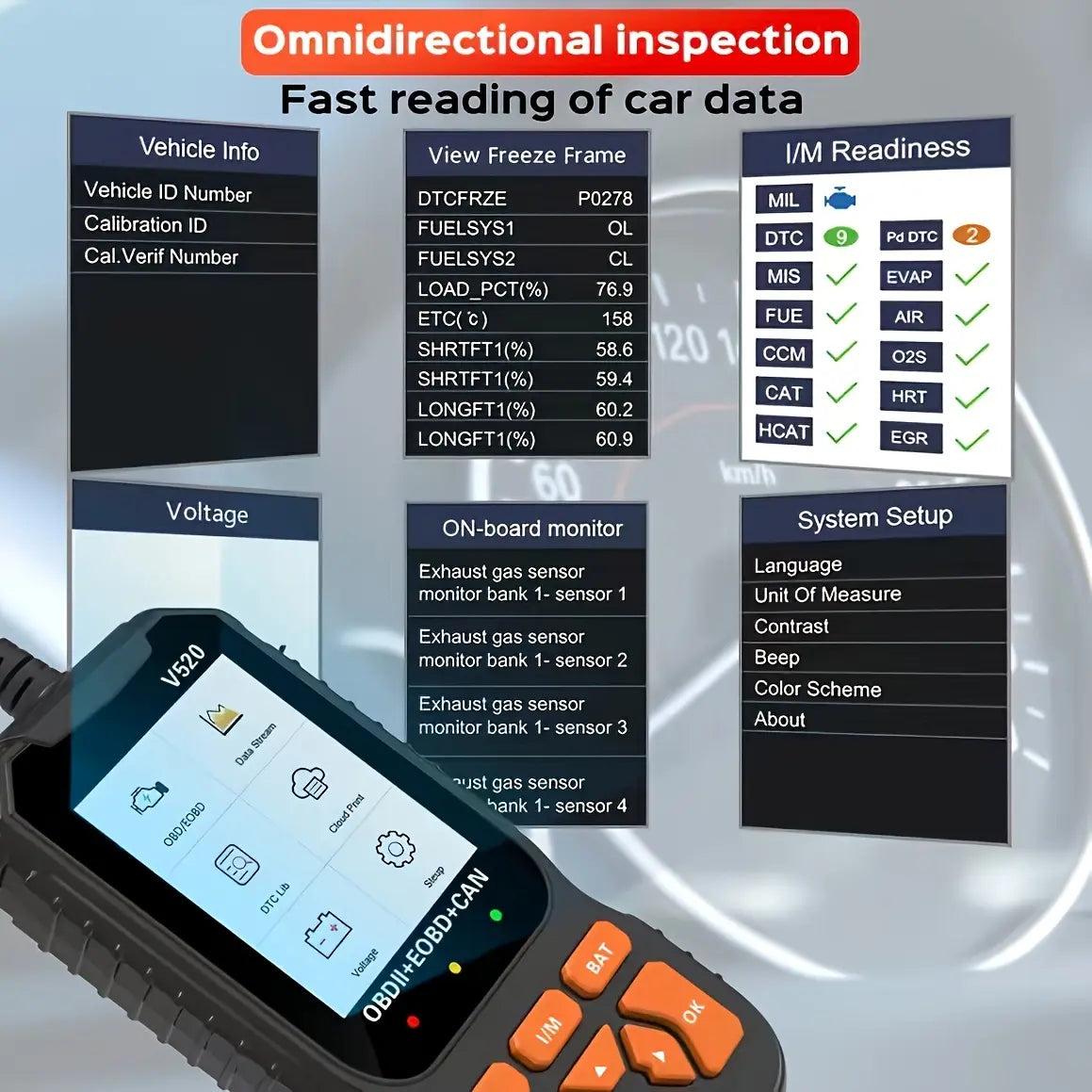 TYIIPLUS V520 OBD2 Scanner Car Diagnostic Tool, Code Reader with Live Data Stream, Battery Voltage Test & I/M Readiness for All OBDII Vehicles
