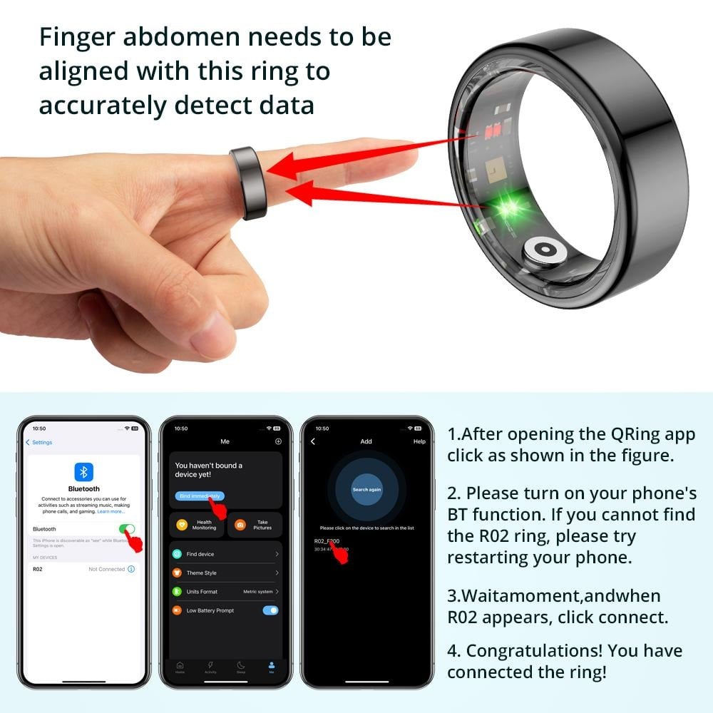 💍 Smart Ring 5ATM Waterproof  – Women & Couples Wearable Fitness Smart Ring with App Tracking | Stylish Tech Gift for Him & Her