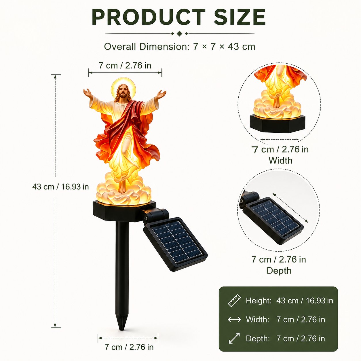 Solar-Powered Illuminated Jesus Garden Statue