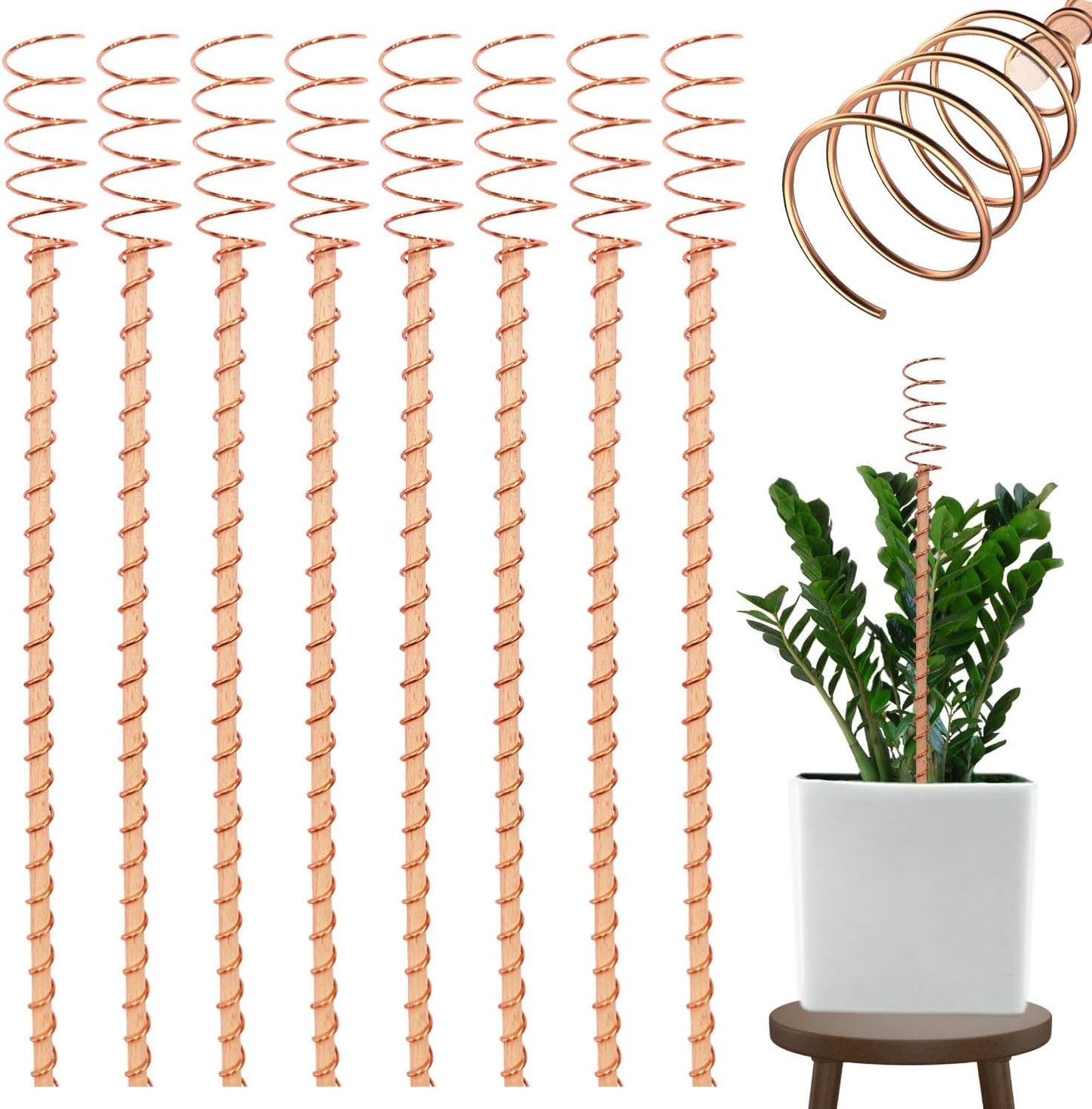 Electroculture Plant Stakes 8 Pack | Enhance Plant Growth with Natural Energy | Eco-Friendly, Copper Garden Stakes for Vibrant, Healthy Plants