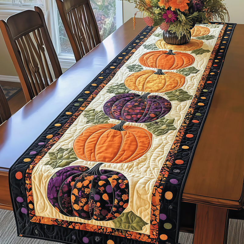 2-in-1 Halloween & Fall🎃🍂 Autumn Spell Quilted Table Runner