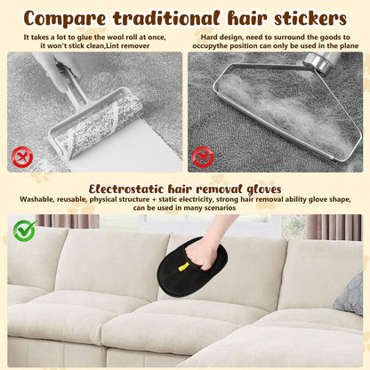 🔥Latest Technology🔥🐾🧤 Pet Hair Remover Electrostatic Gloves – Double-Sided Efficient, Soft Silicone & Washable Reusable (Versatile Home+Car)!