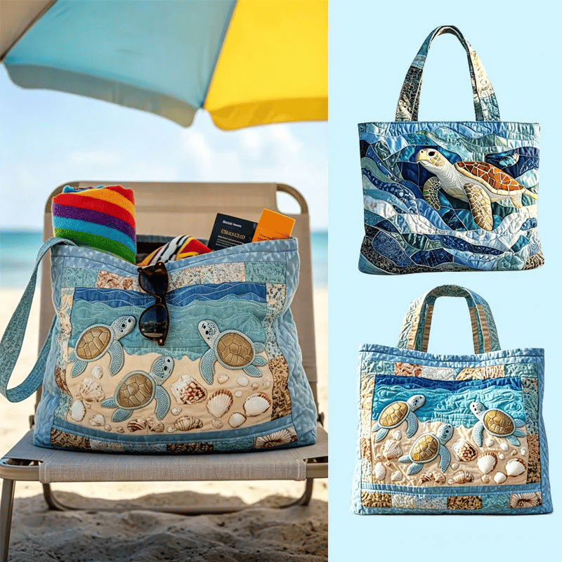 🐢Turtle Haven Quilted Tote Bag🌊