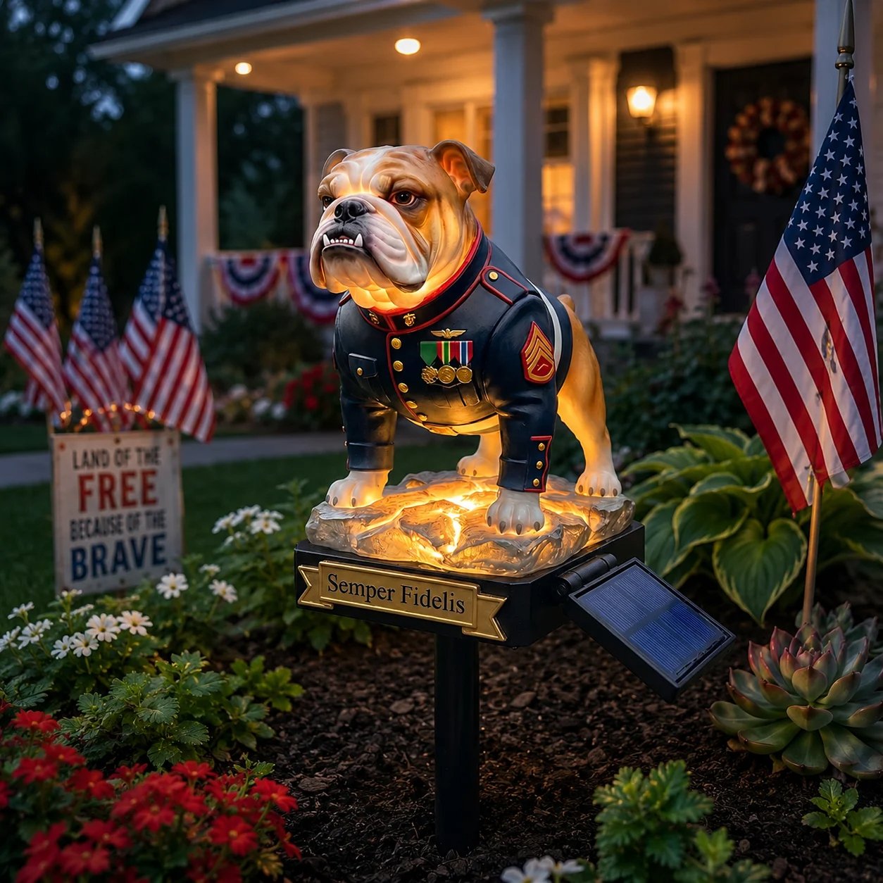 🇺🇸 Last Day Promo: 49% OFF 🎖️-USMC Devil Dog Semper Fidelis Solar Garden Light - ✈️Buy 2 Free Shipping Today!