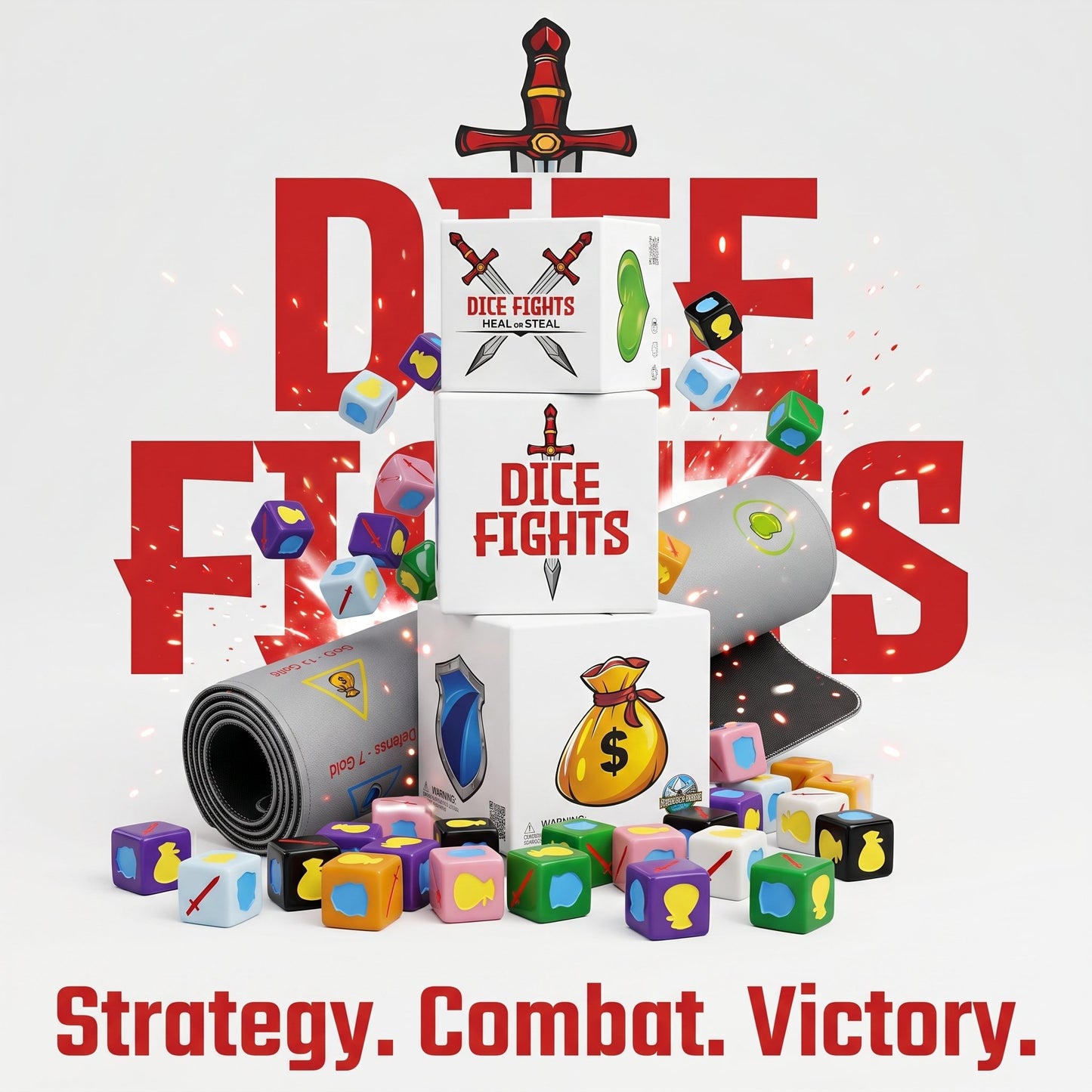 🎲Ultimate Dice Fights Bundle: 2-Player Engine Builder Board Game (Dice Fights + Heal or Steal Set + Playmat)