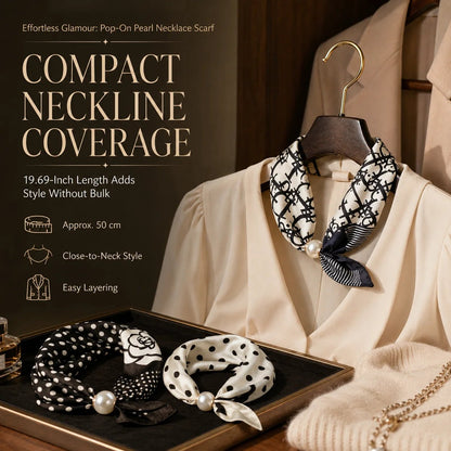 📍🧣 Effortless Glamour: Pop-On Pearl Necklace Scarf ✨