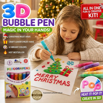 🎁🔮Magic Pen – Draw 3D with one stroke!🎄 DIY Bubble Popcorn Drawing Pens🔥