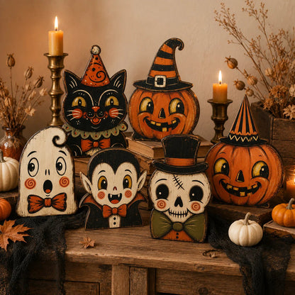 Vintage Halloween Wooden Character Tabletop Decor