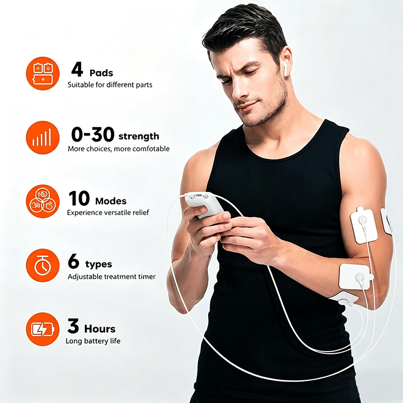 💪Rechargeable Muscle Stimulator Massager, 10 Modes 30 Intensity Levels TENS Unit with 10 Pads, Dual Channel Portable Pain Relief Device for Neck Body Recovery