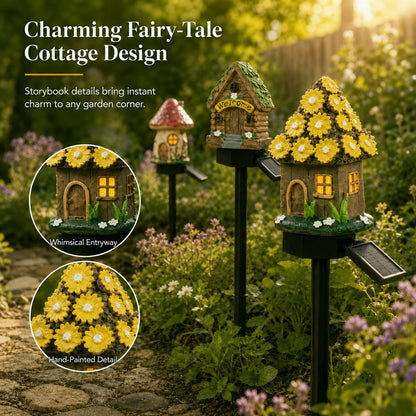 🍄Solar Fairy Tale Mushroom Cottage Garden Light – Whimsical Warm Glow for Paths, Patios & Flower Beds🌙(Buy More Save More)