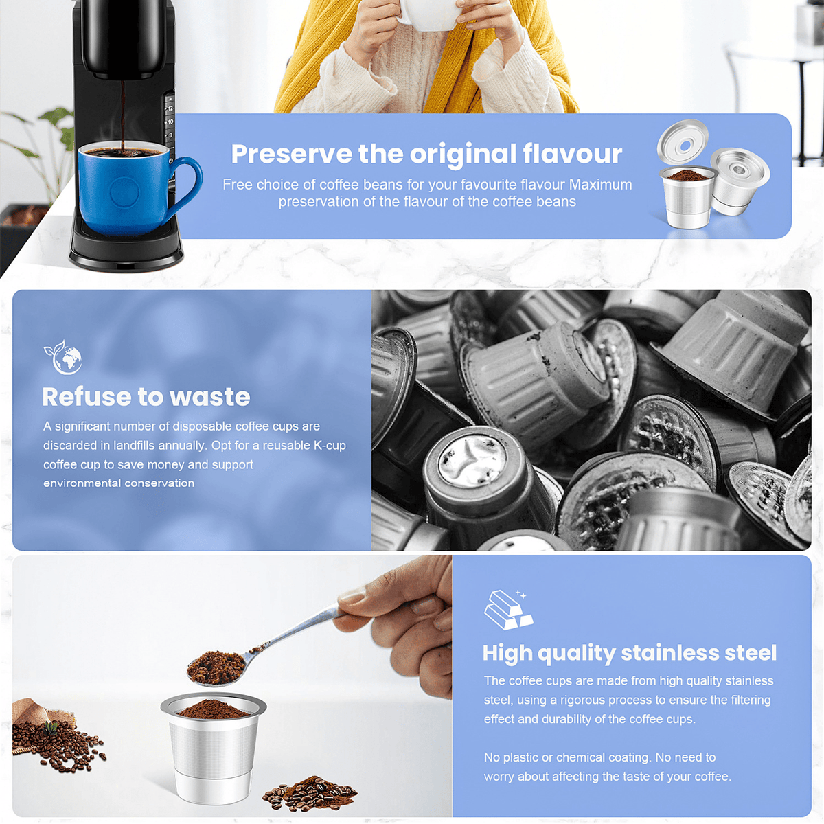 Reusable K Cup for Keurig 1.0 Stainless Steel Refillable K Cups --😍Last Day Promotion 49% OFF