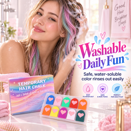 🎨 12-Color Temporary Hair Chalk Comb 🌈