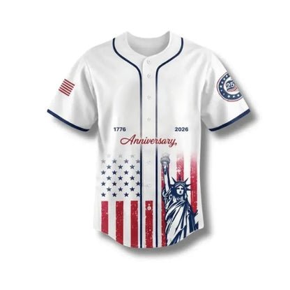 USA 250th Anniversary Baseball Jersey — Patriotic Statue Of Liberty Print Shirt