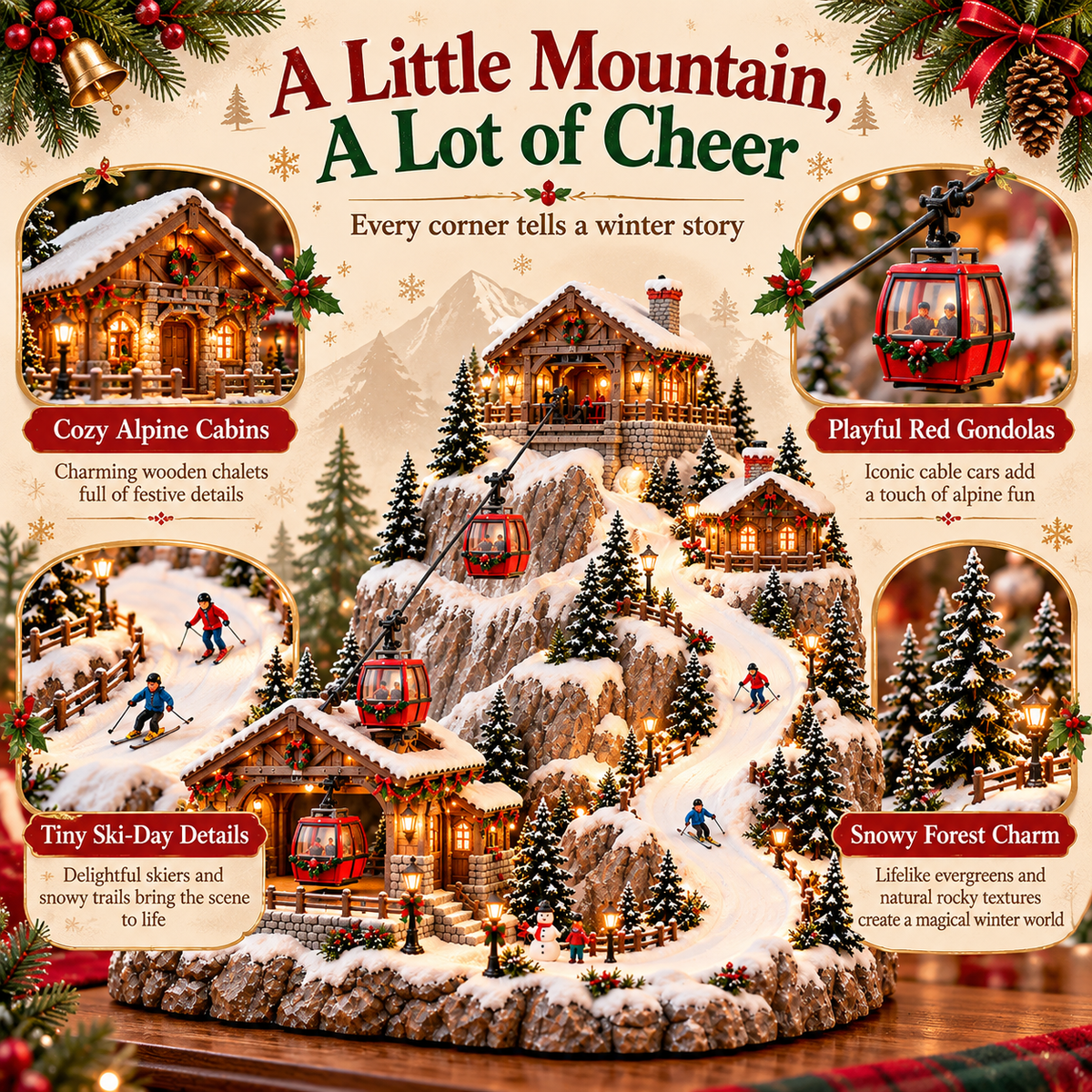 🏔️ Alpine Christmas Ski Village™ – Festive Mountain Holiday Display