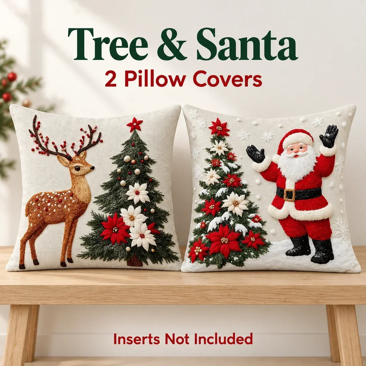 🎄 Christmas Pillow Covers 4-Piece Set — Festive Sofa Makeover