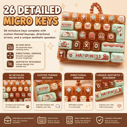 🐱26-Key Mini Mechanical Keyboard Fidget Toy Keychain