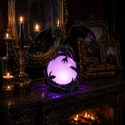 🔮Gothic Dragon LED Crystal Ball Lamp for Dark Aesthetic Decor🐉