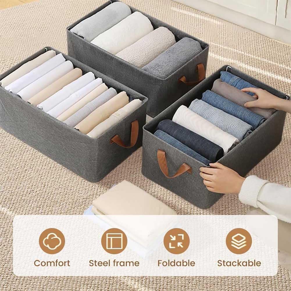 Multi-functional Folding Wardrobe, Closet Clothes Organizer Storage Box Steel Frame with Handle