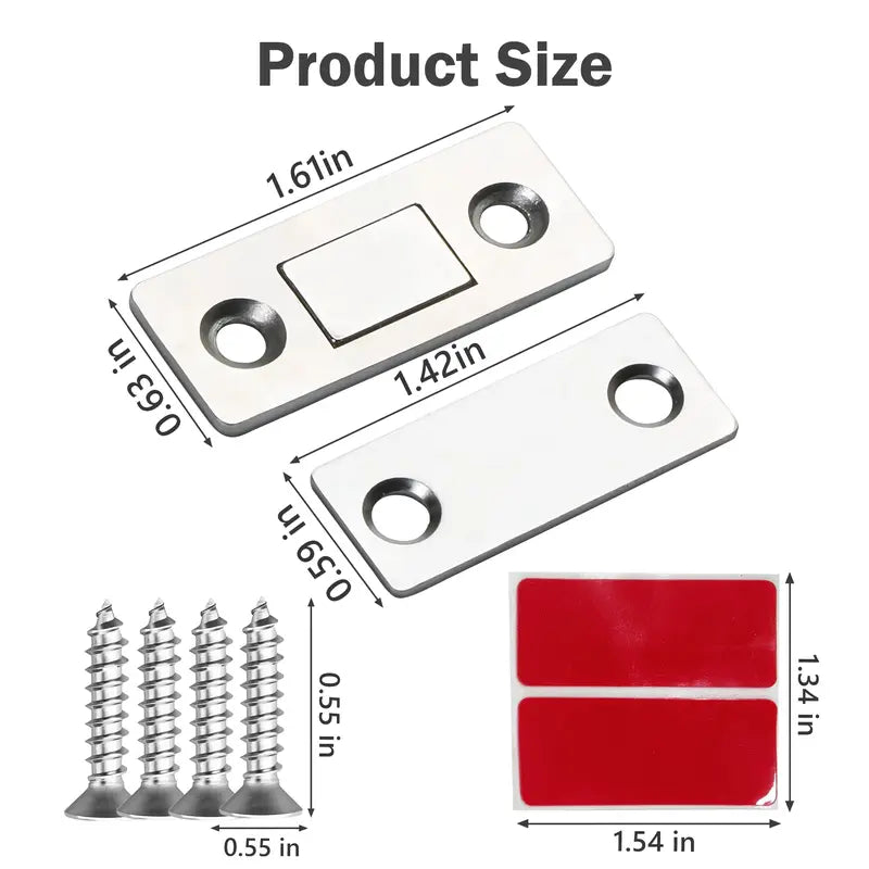 16 Pair Counts Cupboard Magnetic Catch without Punching, 3-Step Stick-On Install - No Tools Needed