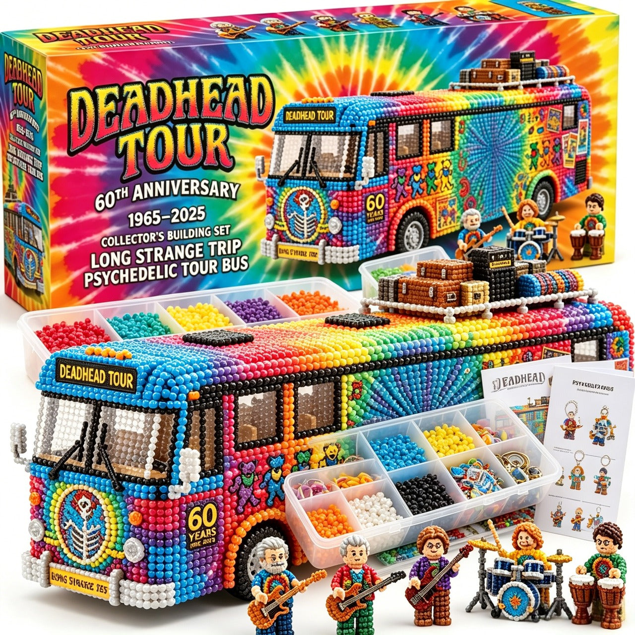 Deadhead Tour Psychedelic Rainbow Bus DIY Bead Kit | 60th Anniversary Collector Handmade Craft Set