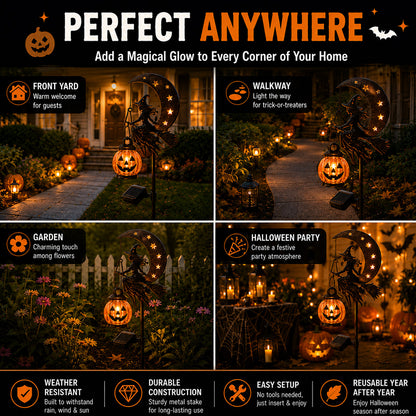 🎃 Halloween Early Bird Sale | 49% OFF Witch and Pumpkin Moon-Shaped Garden Stake Light
