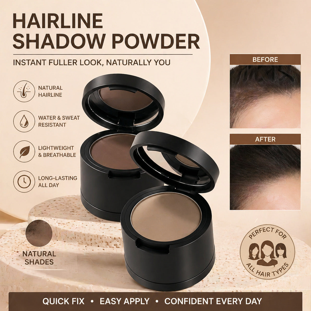 Hairline Powder Root Touch-Up Quick Cover Thin Hair, Hair Color Shadow Instantly Conceals Loss