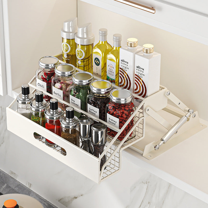 Cabinet pull rod folding storage rack