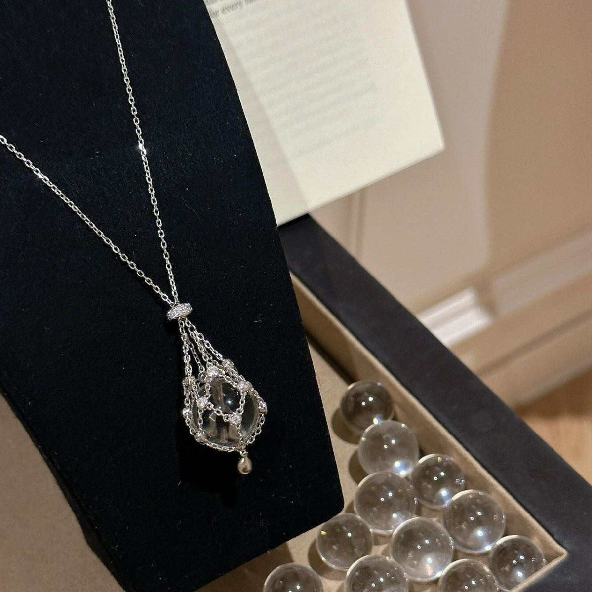 Celestial Crystal Cage Pendant Necklace