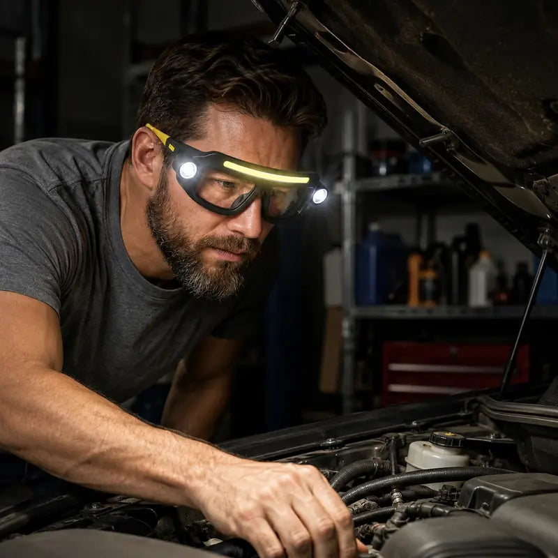 🔦 Rechargeable LED Headlamp Glasses – Hands-Free Lighting, Wave On/Off
