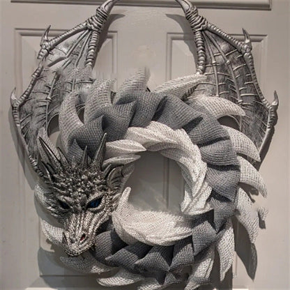 🐉 Gothic Dragon Wreath Front Door Decor