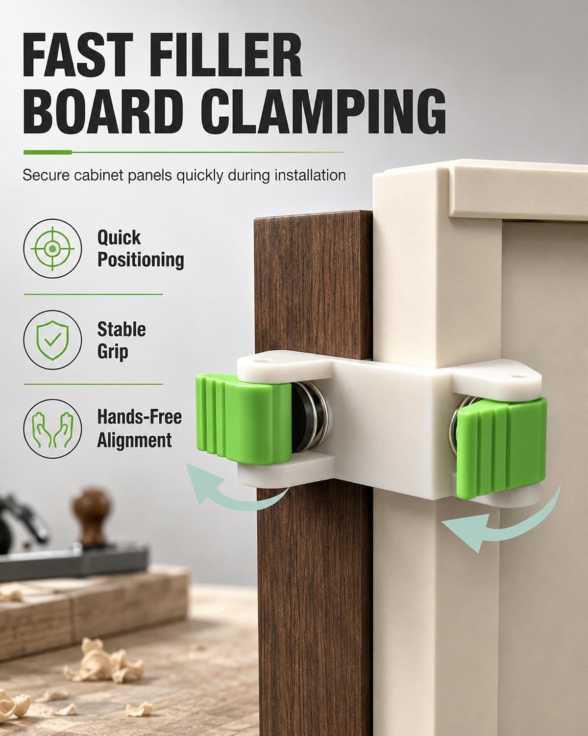 Woodworking Scribe Jig & Cabinet Filler Clamp Tool, Dual-Side Spring-Loaded Fast Clamp for Holding, Aligning, and Marking Panels, with Protective Pads for Scratch-Free Installation