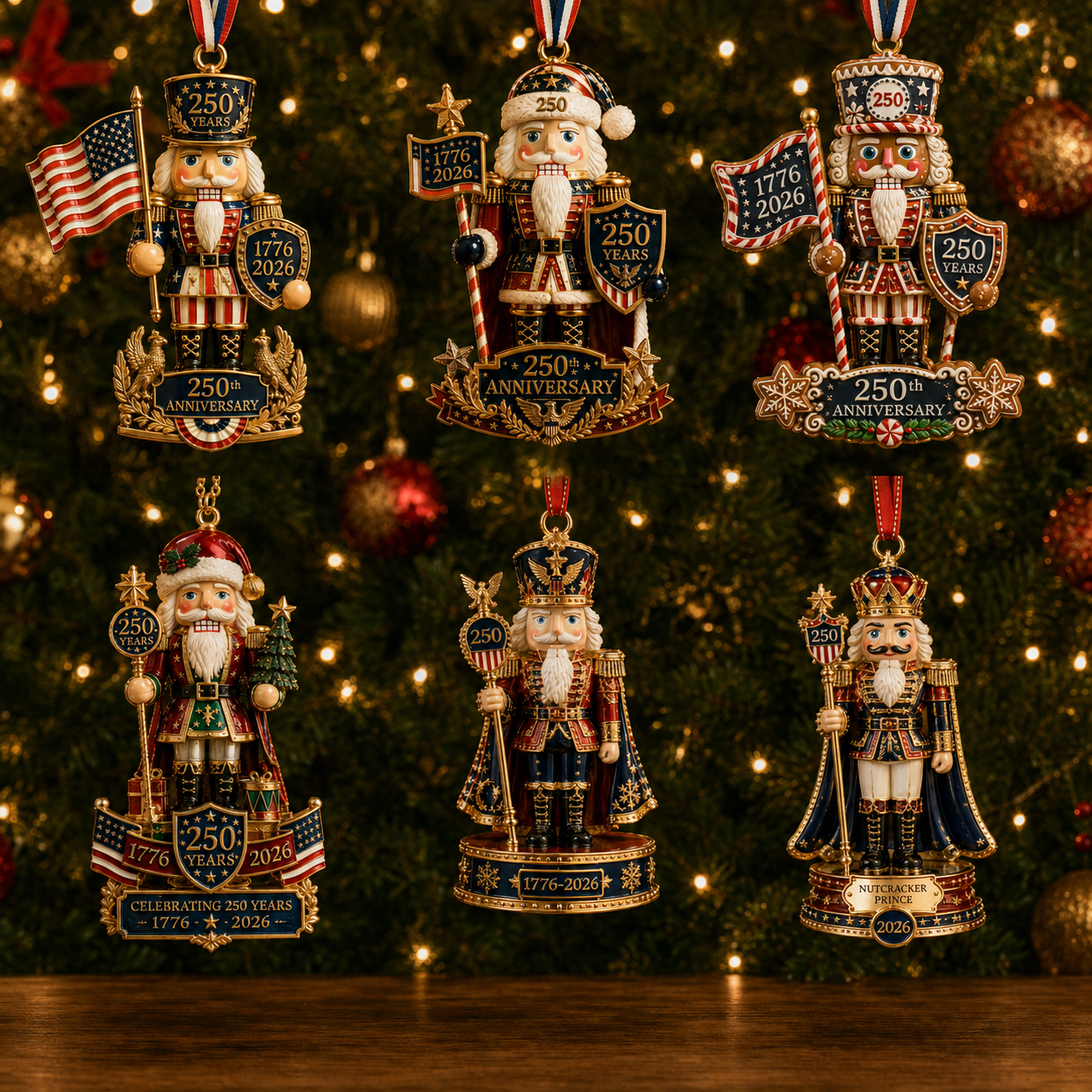 🇺🇸🎄America 250th Anniversary Nutcracker Christmas Ornament Collection