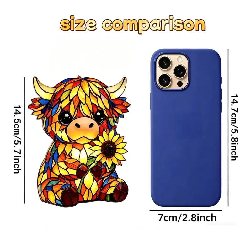 ✨ Creative Highland Cow LED Night Light, Home Cartoon Animal Resin Figurine