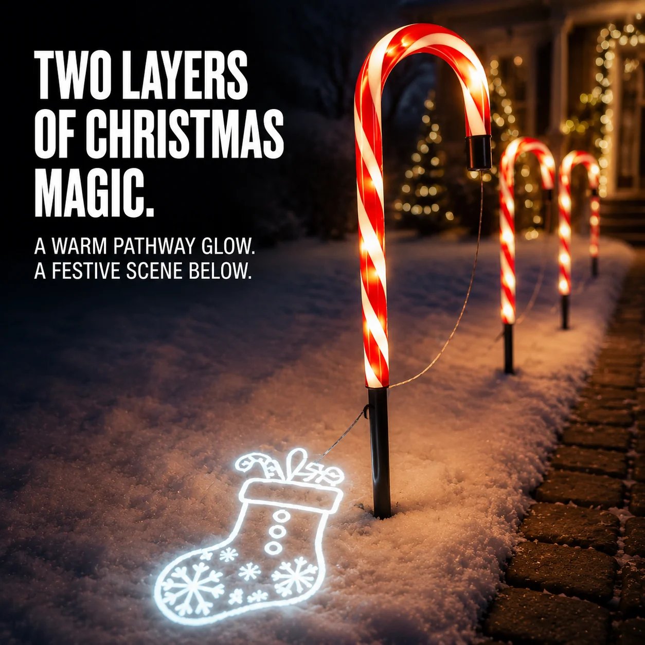 🔥Buy 2 Get 20% OFF🔥🎄Solar Candy Cane Projector Pathway Lights – Light the Way to Christmas