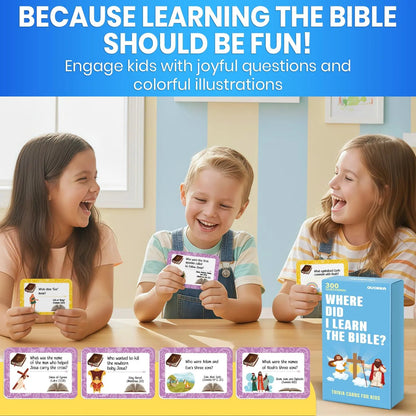 📖 Bible Trivia Cards for Kids – 300 Questions, 150 Cards, Perfect for Family Game Night & Sunday School