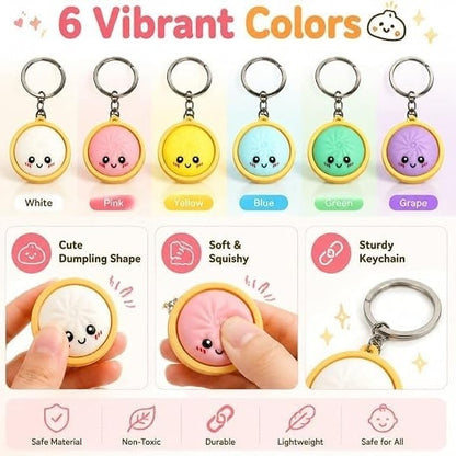 2026 Hot Sale🎀 Cute Dumpling Pressable Fidget Keychain – Adorable Stress Relief Charm
