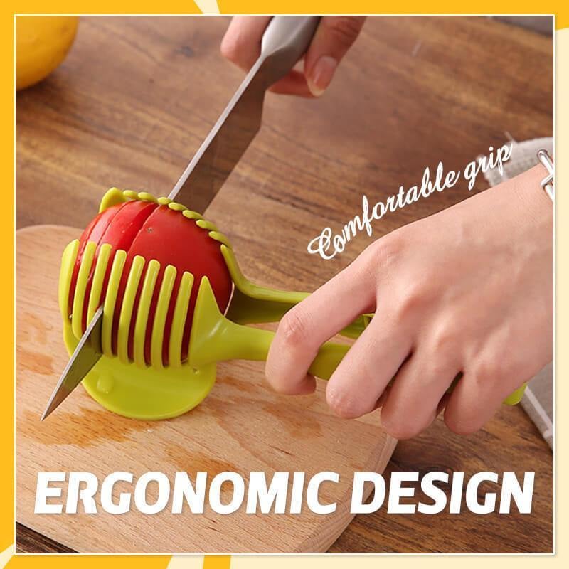 Creative Kitchen Slice Cutting Tool, Food‑Grade Aluminum Alloy Hand‑Held Slicer, Quick Slicing Holder for Lemon, Tomato, Onion & Soft Fruits Vegetables