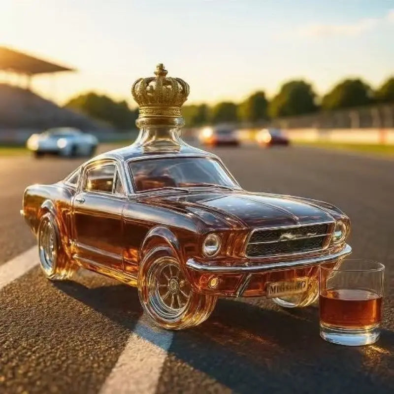🔥Vintage Racing Car Crystal Glass Whiskey Decanter🥃