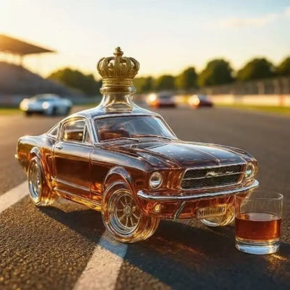 🔥Vintage Racing Car Crystal Glass Whiskey Decanter🥃