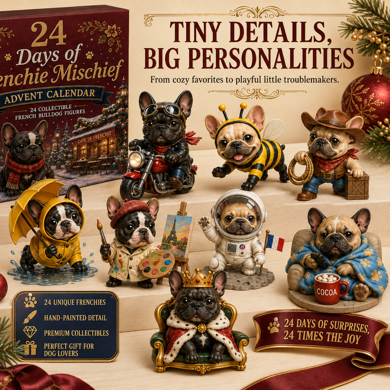 ⏰Christmas Early Bird 50% OFF-🎄🐶 2026 French Bulldog Advent Calendar – 24 Days of Frenchie Mischief