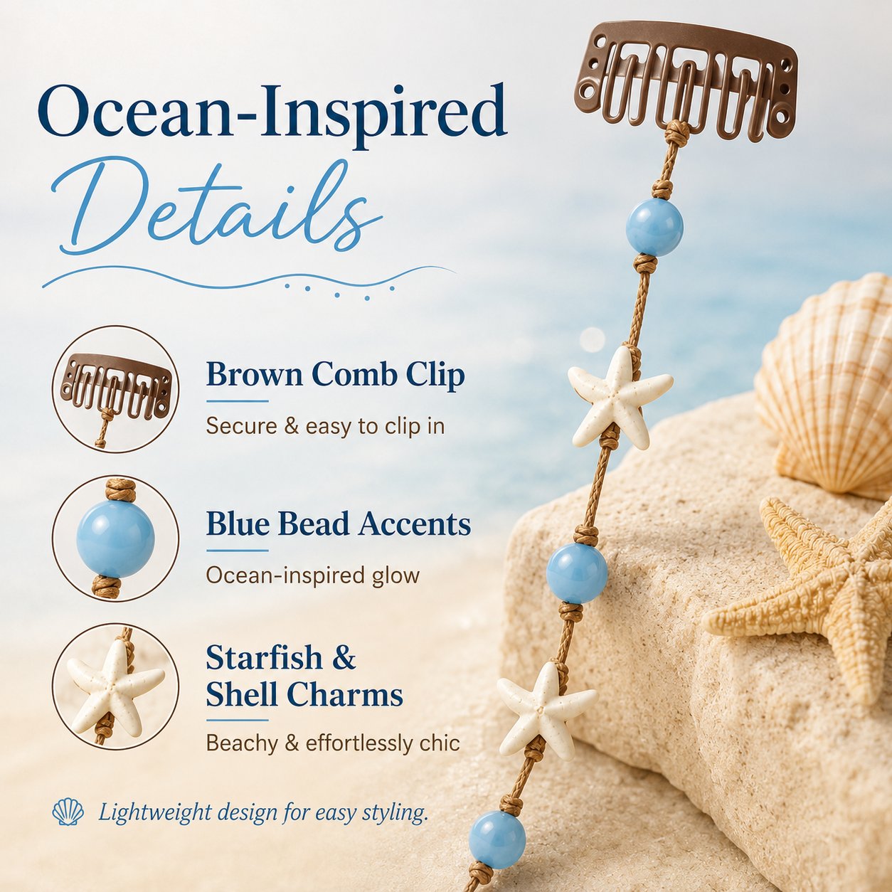 ✨ Mermaid Hair Chain Clip – Add Beachy Boho Charm to Any Hairstyle 🐚