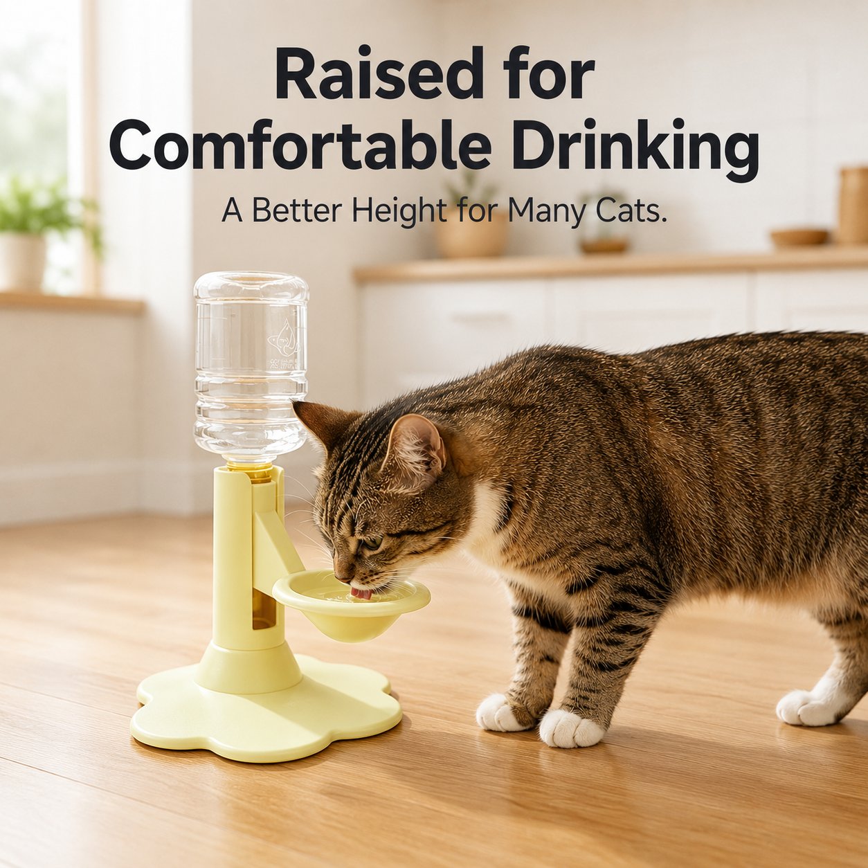 🎖️Gravity Cat Water Dispenser 🐱Cordless Raised Pet Water Bowl Anti-Spill ⚡No Electricity Needed