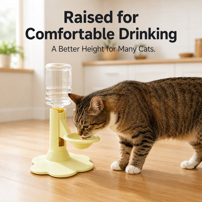 🎖️Gravity Cat Water Dispenser 🐱Cordless Raised Pet Water Bowl Anti-Spill ⚡No Electricity Needed