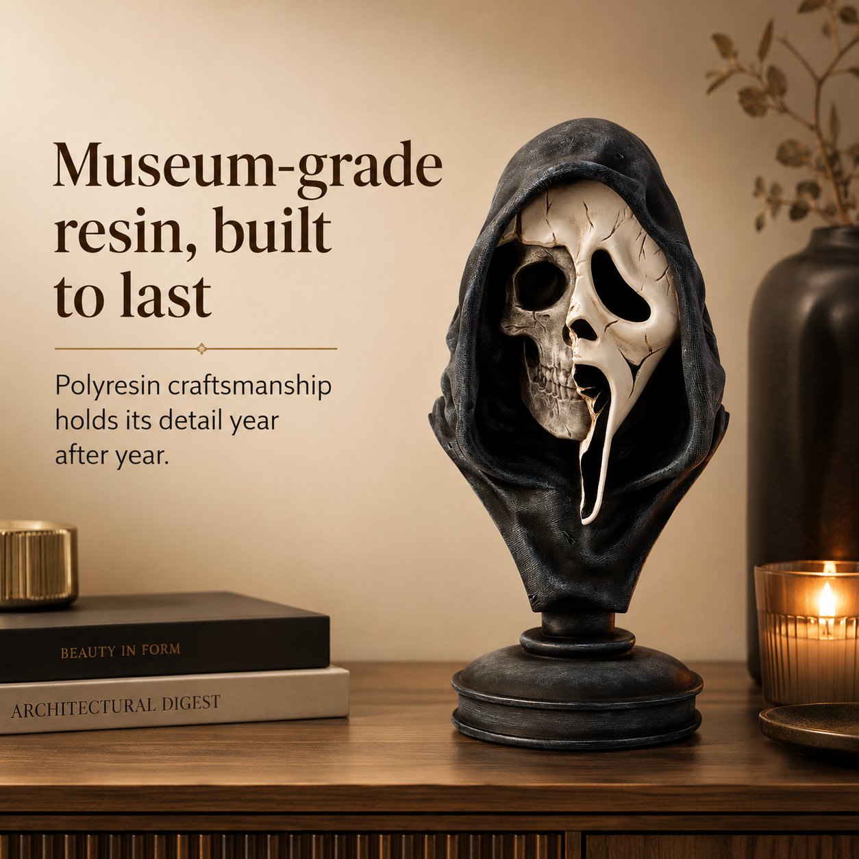 💀 Ghost Face Skeleton Bust Statue